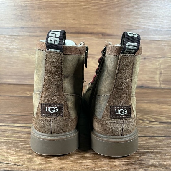 UGG Robley Brown Leather Lace Up Boots Size 4Y Shoes - Picture 4 of 10
